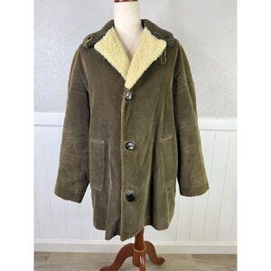 Vtg Corduroy Sherpa Great Western Rancher Barn Coat Mens M Olive Brown Heavy